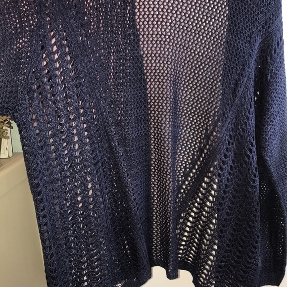 Lane Bryant Open Stitch Open Front Crochet Knit Navy Blue Cardigan Size 26/28 - Picture 5 of 12